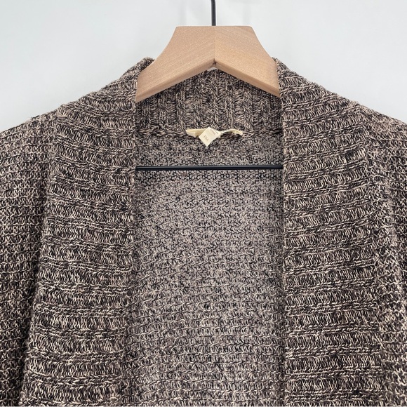 Eileen Fisher Linen Cardigan Open Waterfall Knit MP chocolate Brown Marled - Picture 3 of 10